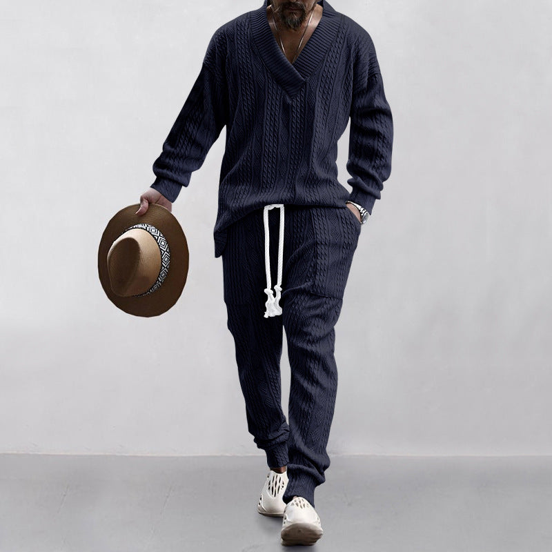 Herren Strickpullover Lässig V-Ausschnitt Elastisch