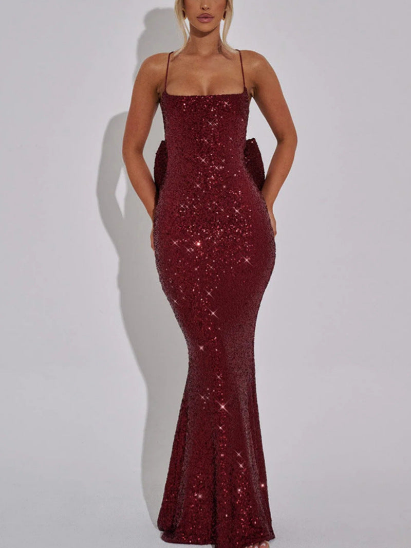 Damen Abendkleid Glitter Elegant Spitze