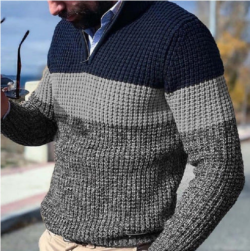 Herren Strickpullover Texturiert Halbzipper