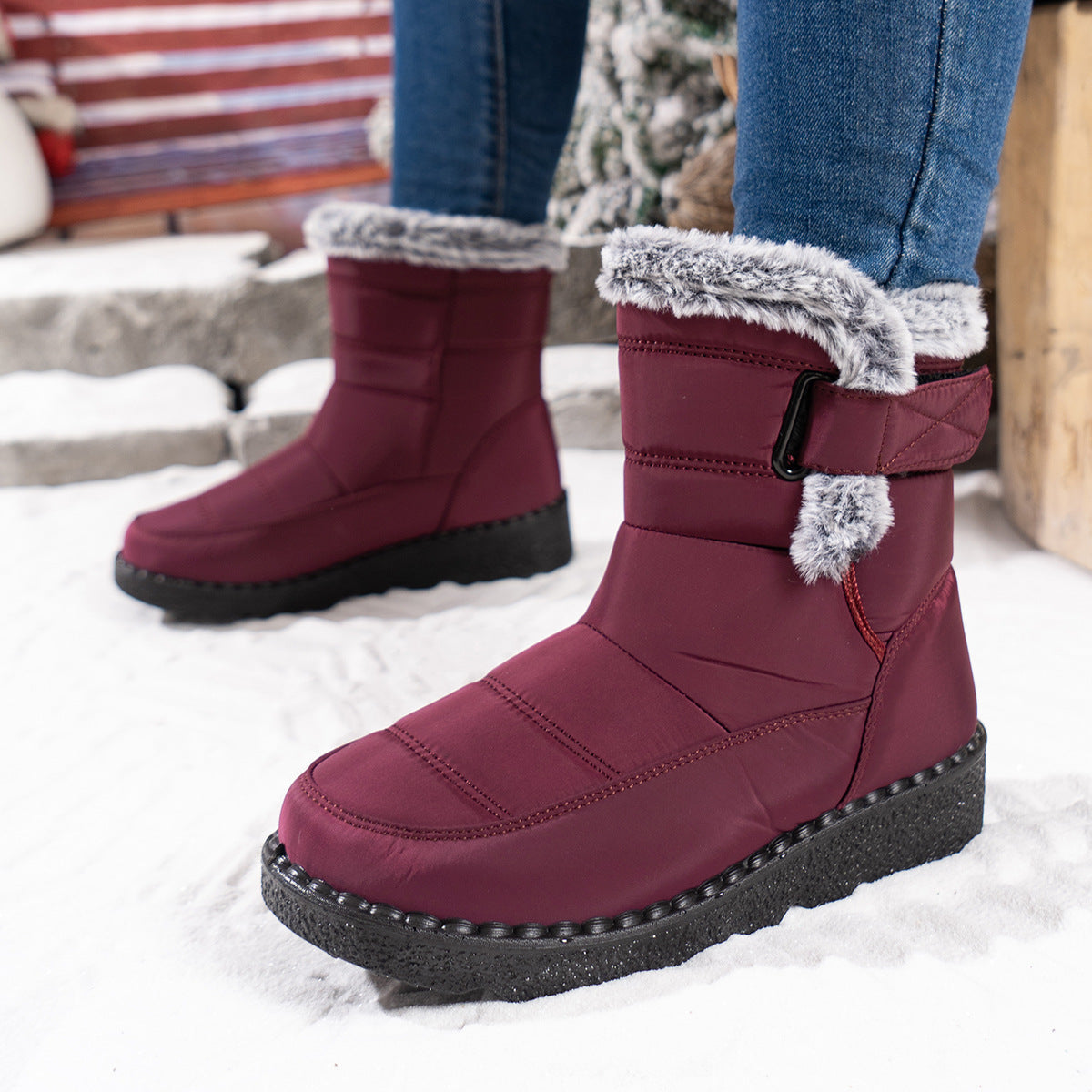 Damen Winterstiefel Warm Fleece Rutschfest
