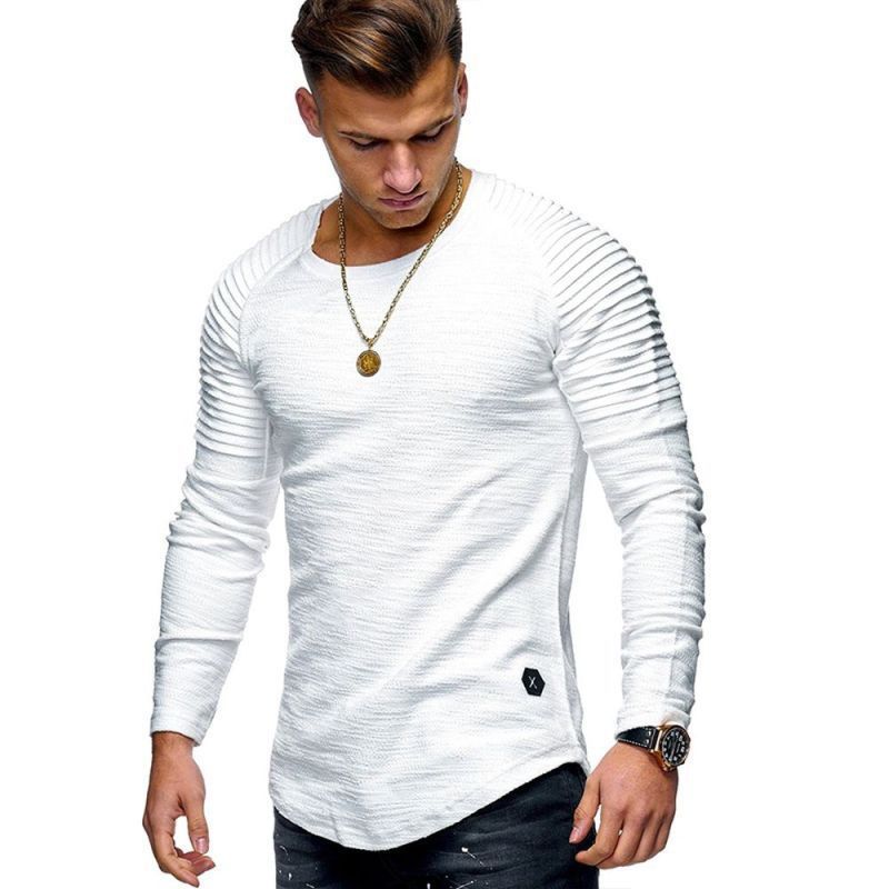 Herren Langarmshirt Strukturiertes Design Elegant