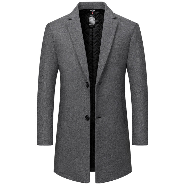 Herren Wintermantel Langschwarz Eleganter Schnitt