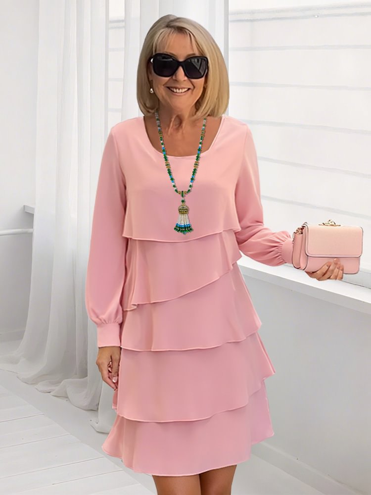 Damenmode Kleid Langärmlig Schlicht Elegangt