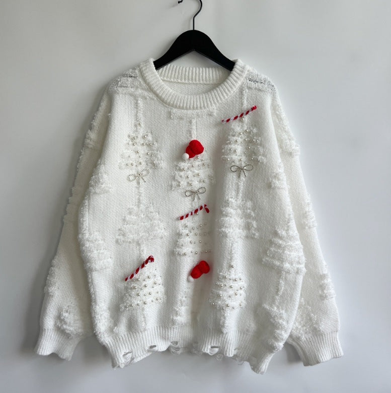 Weihnachtspullover Damen Festlich 3D Motive