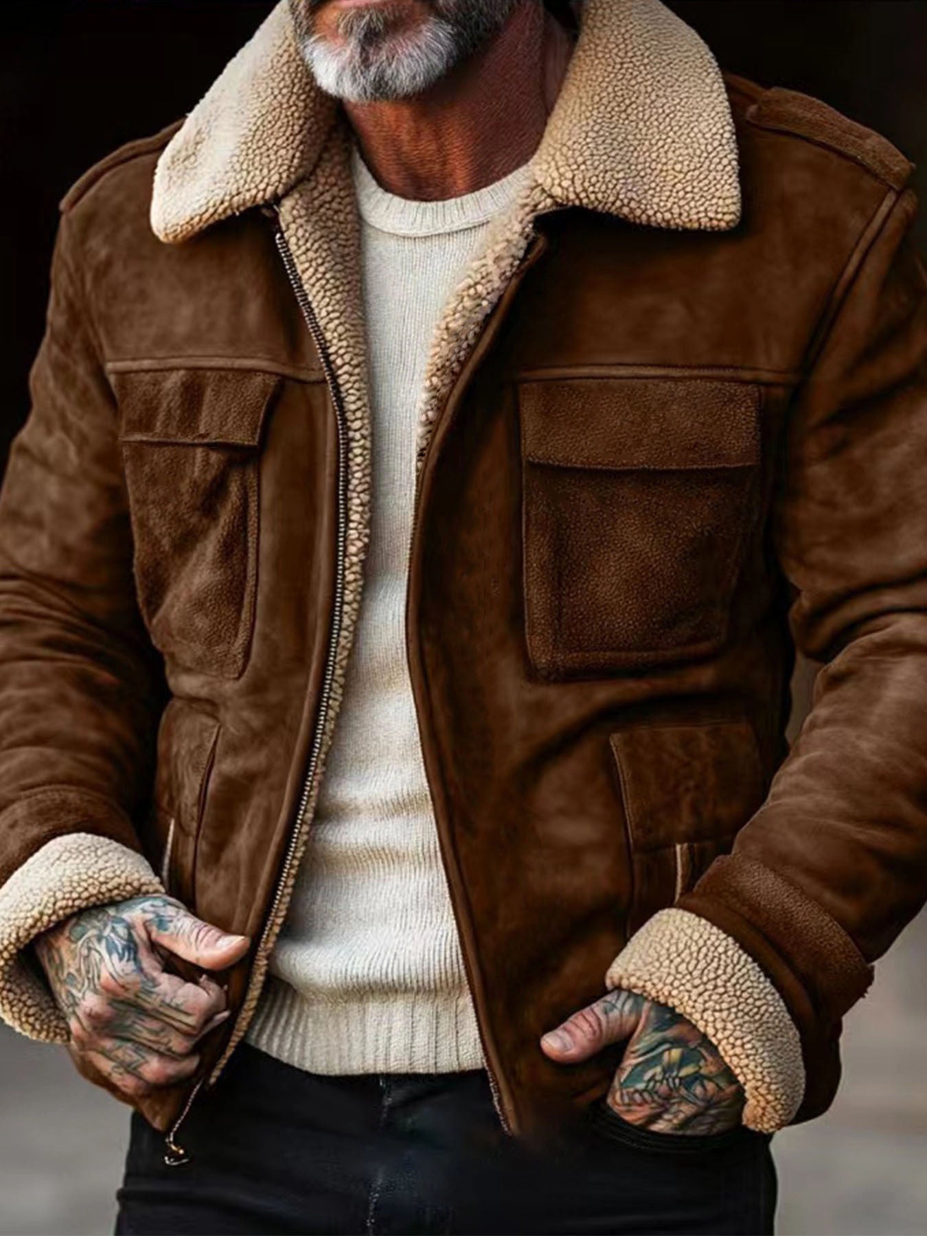 Herren Lammfelljacke Elegantes Design
