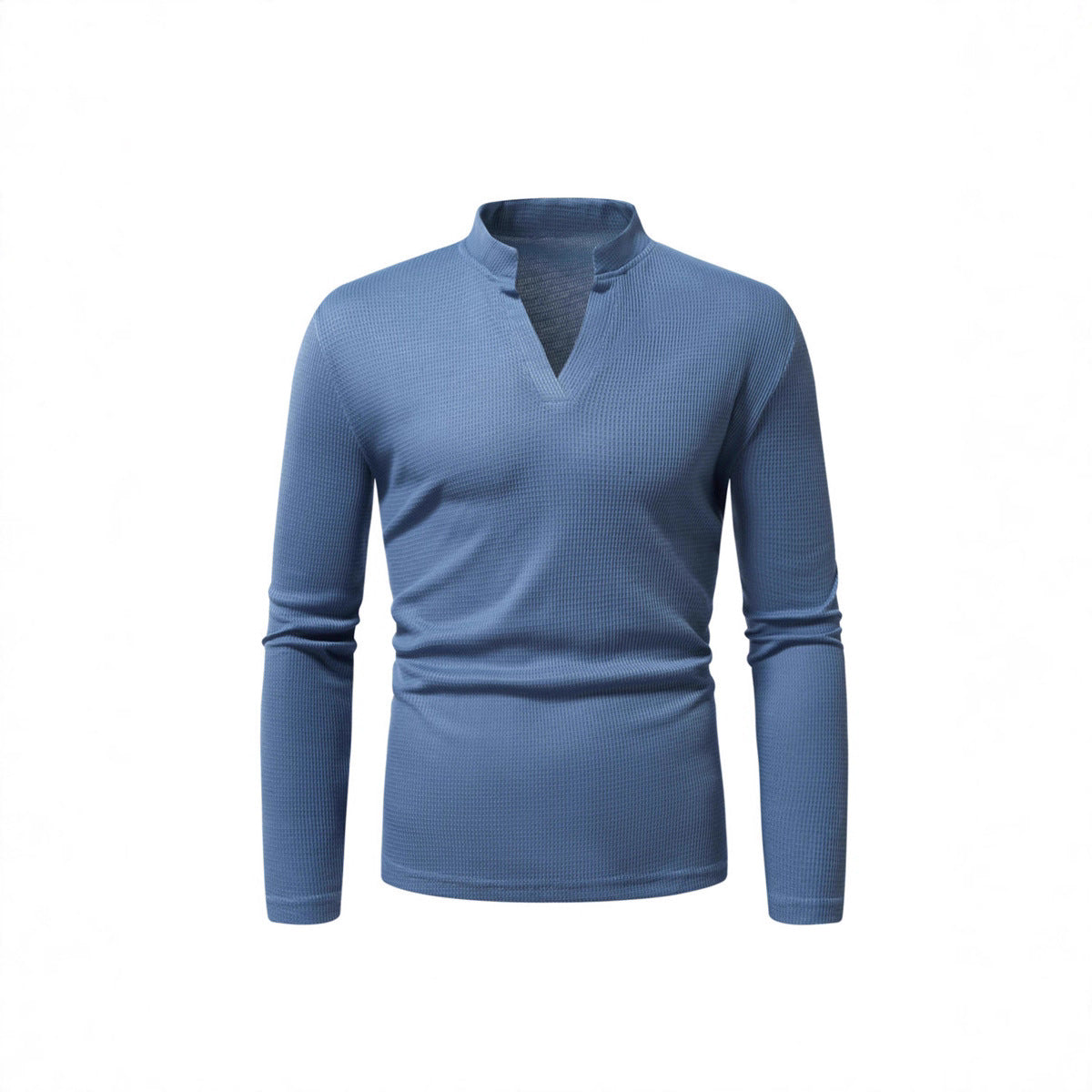 Herren Langarmshirt Modern Stehkragen Strukturiert