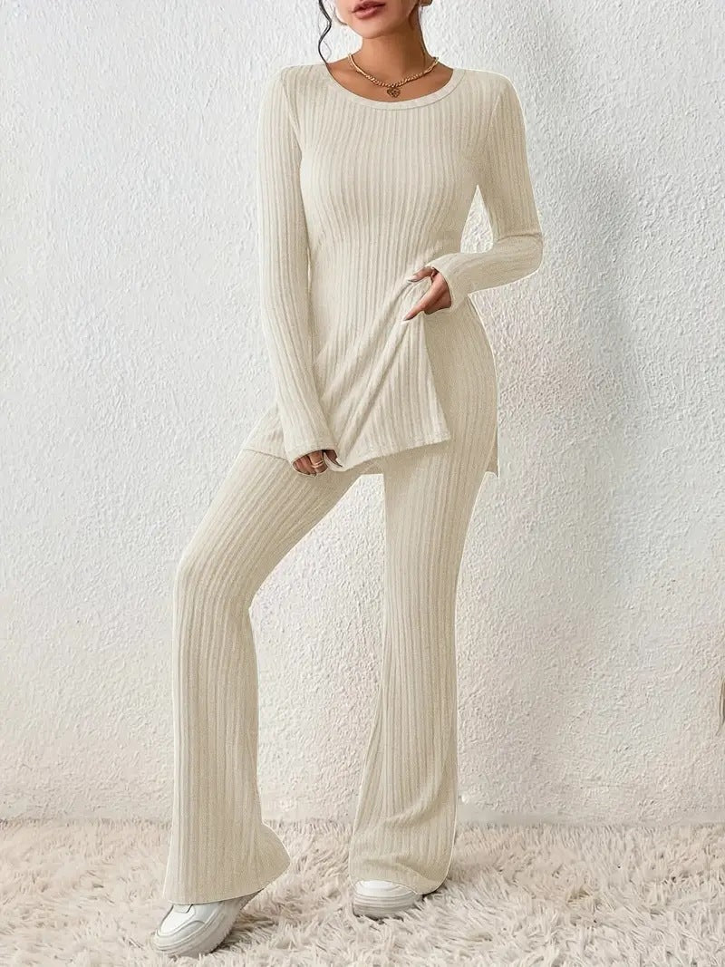 Damen Lounge-Set Fein Gerippt Langärmlig Bequem