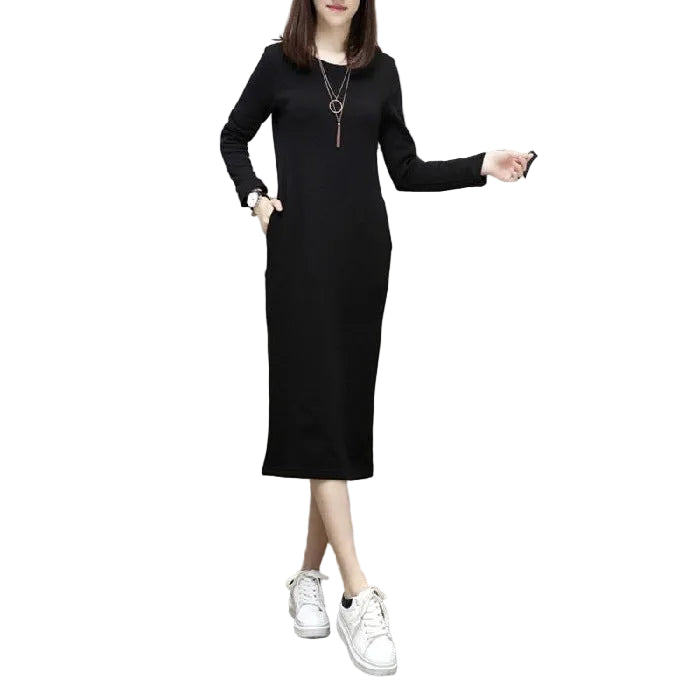 Damenkleid Langärmlig Mit Taschen