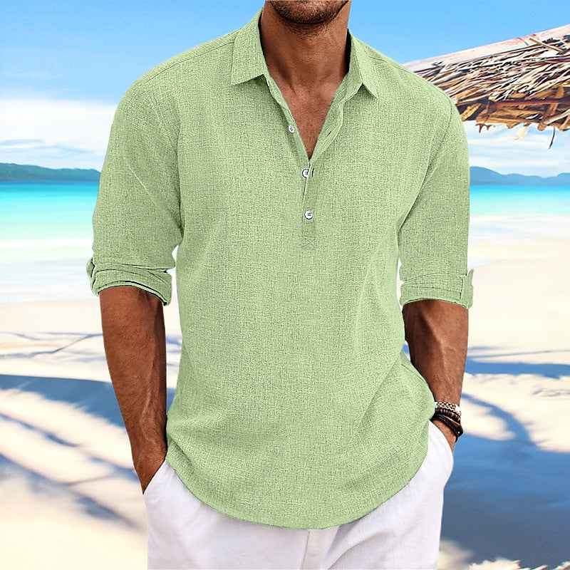 Herren Leinenhemd Bequem Sommer