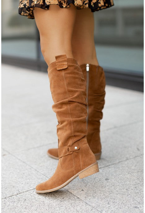 Schlanke Stiefel Damen Wildleder Schmal