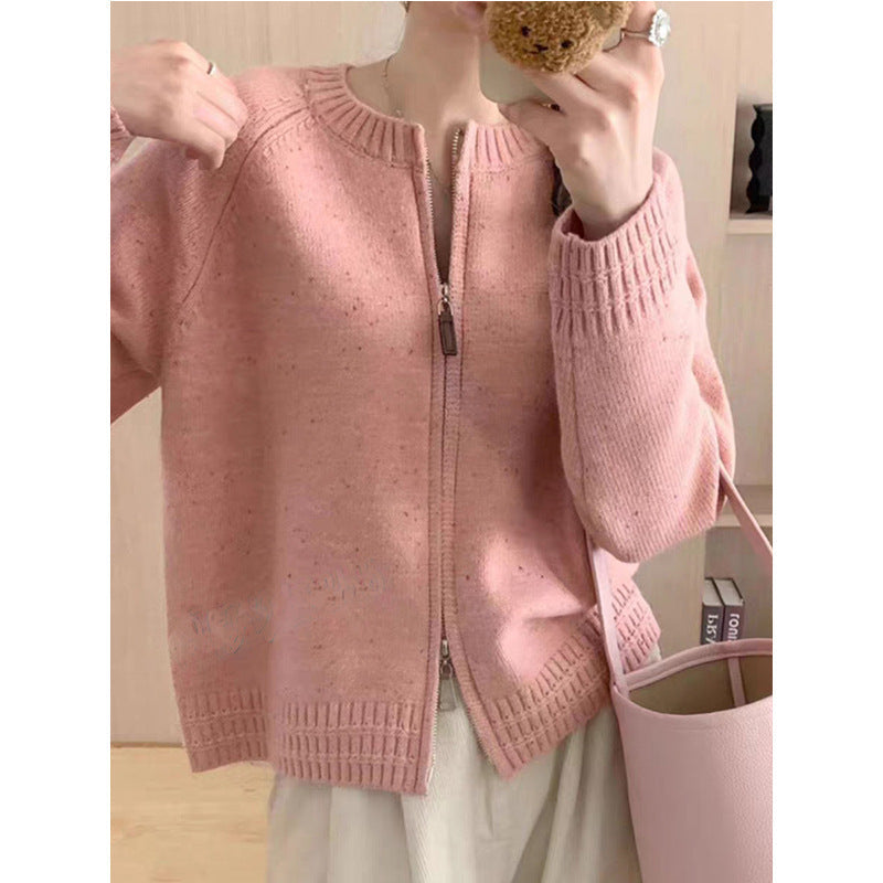 Damen Strickjacke Modern Reißverschluss Elegant