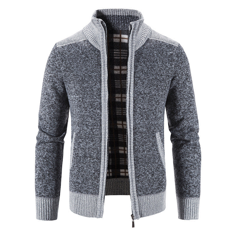 Herren Strickjacke Modern Stehkragen Struktur Look