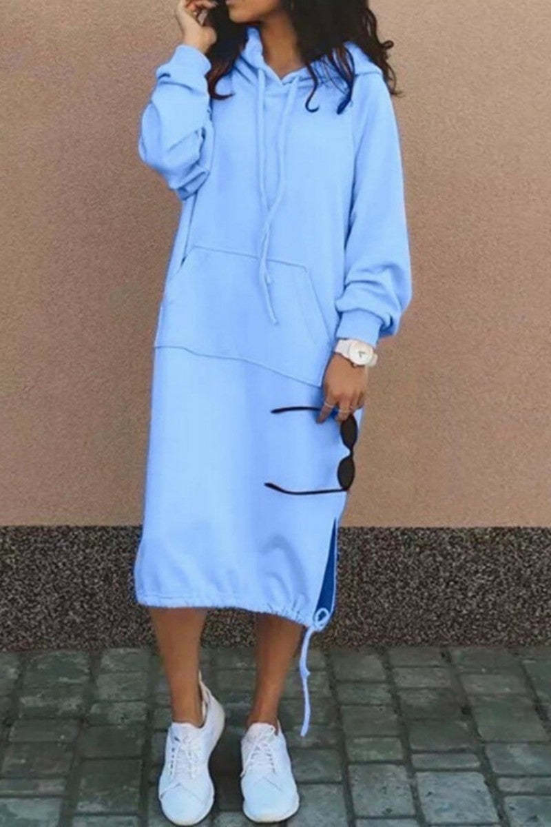 Damen Hoodie-Kleid Lässig Bequem Mit Taschen