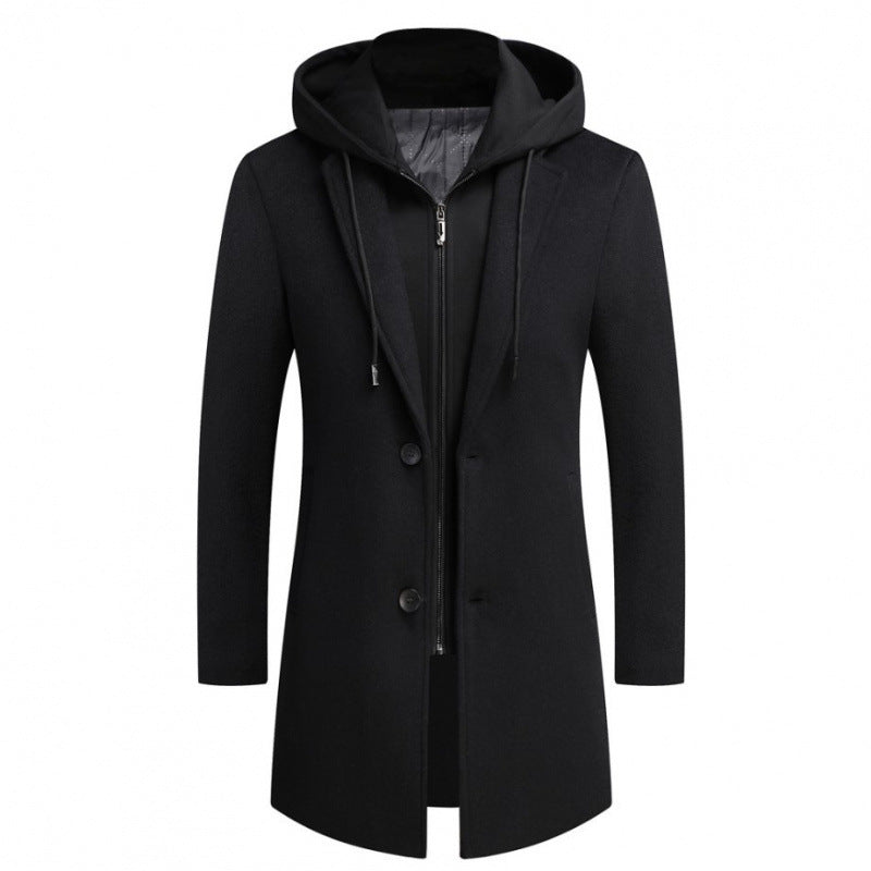 Damen Style Longjacke Abnehmbare Kapuze Trendy Innenfutter