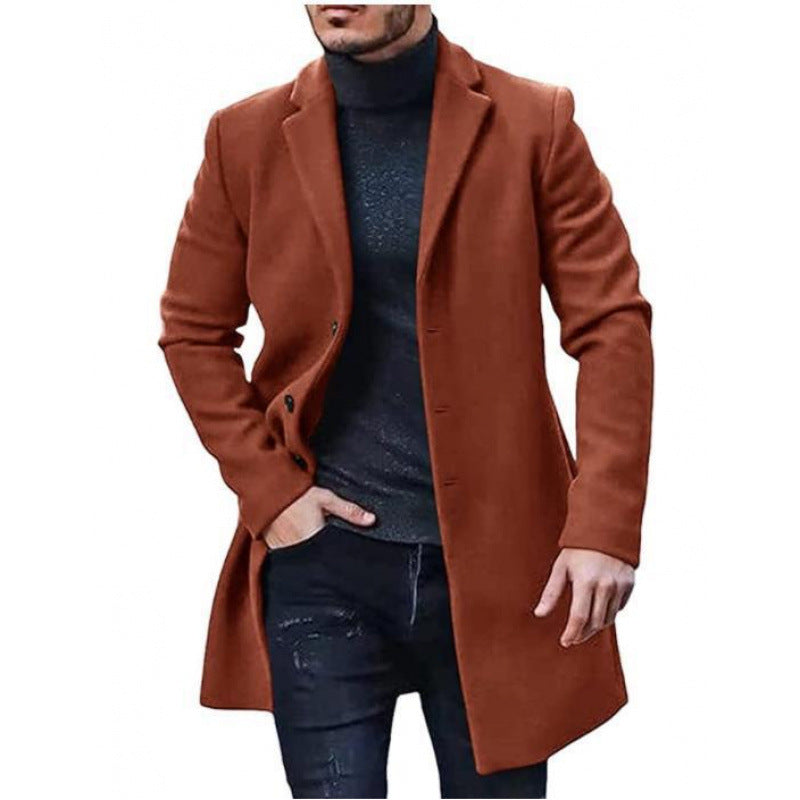 Herren Wollmantel Slim Fit Elegant Schwarz