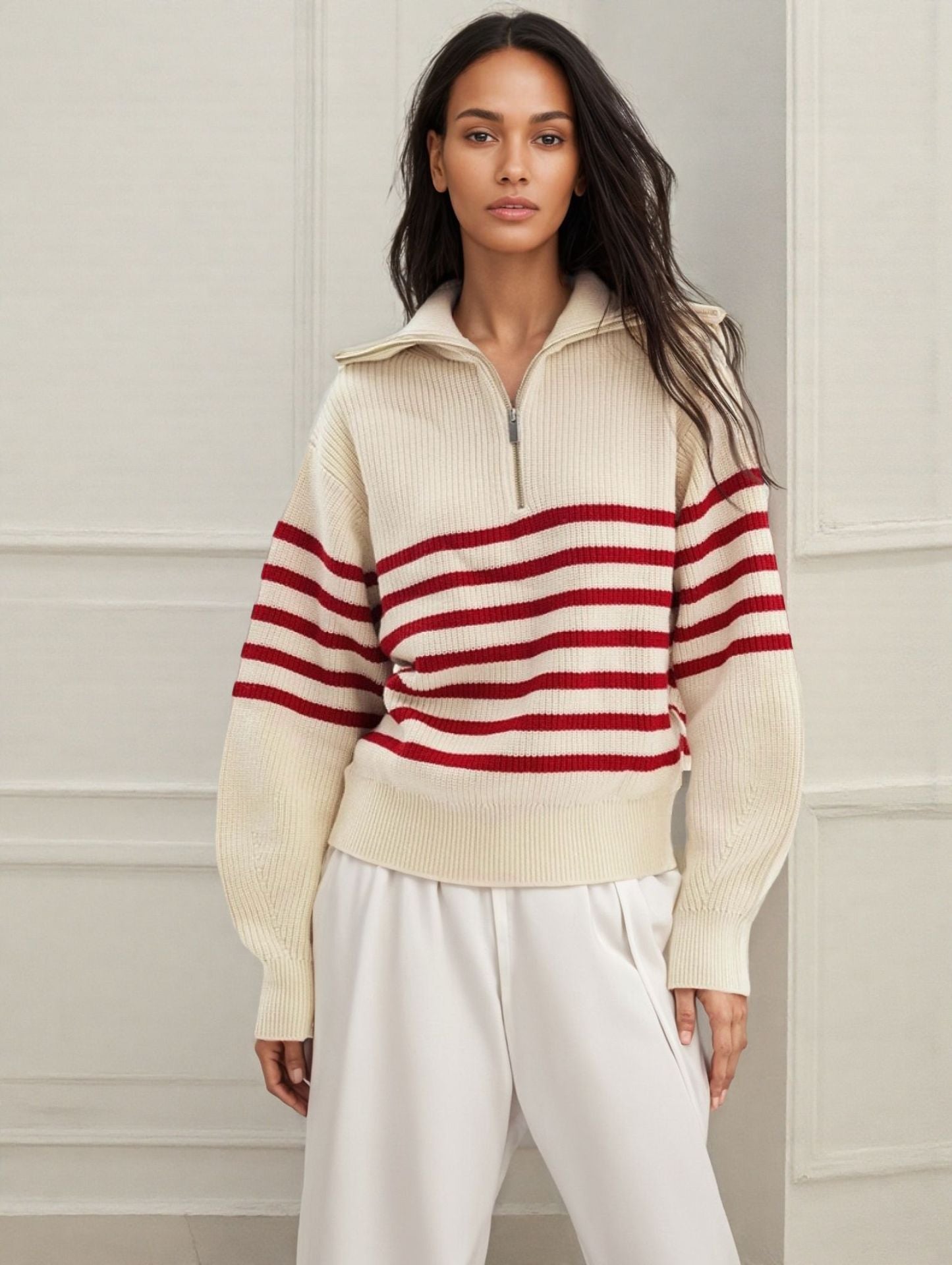 Damen Strickpullover Marine Chic Stil