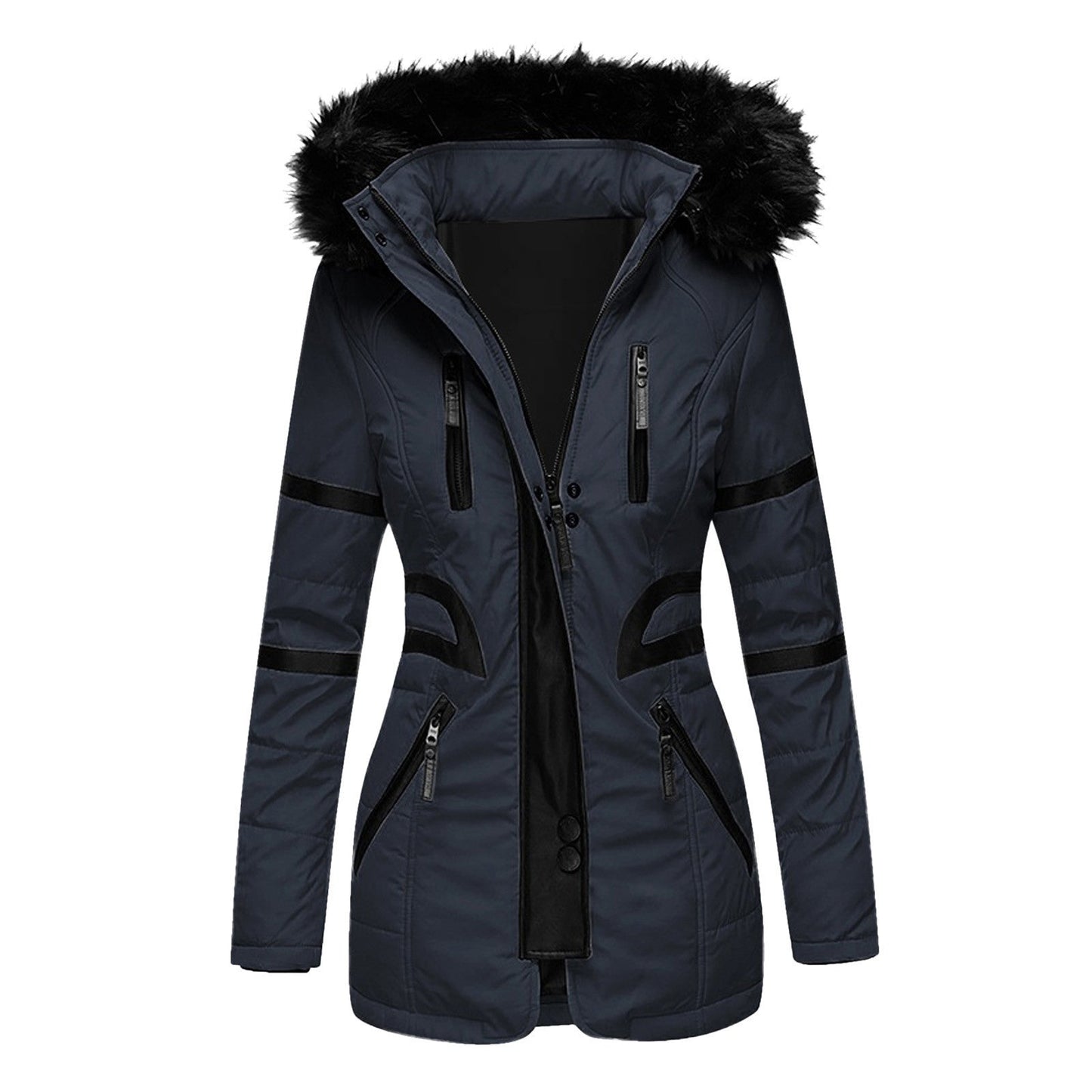 Eleganter Damen Wintermantel Warm Kapuze