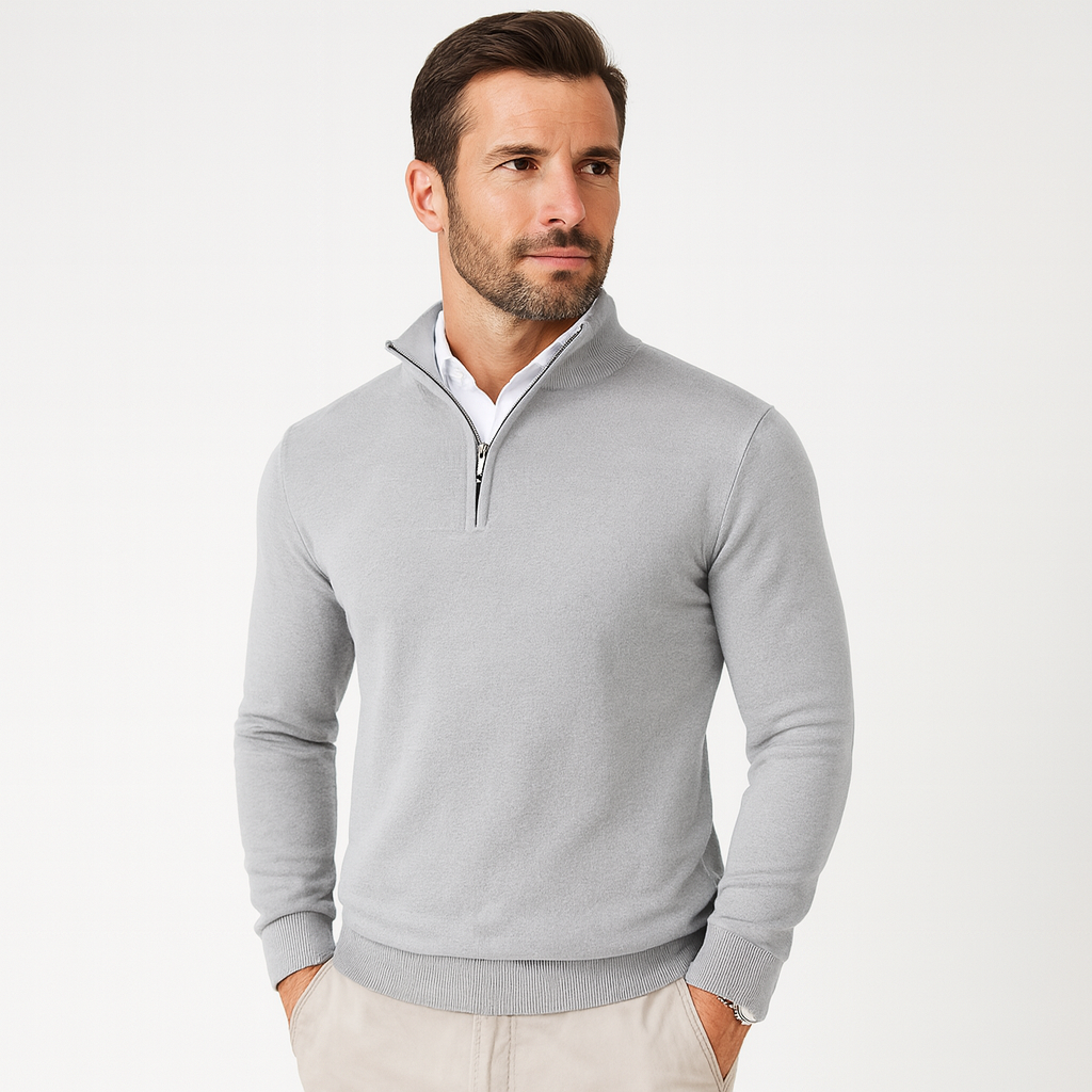 Herren Pullover Viertelreißverschluss Modern Sportlich