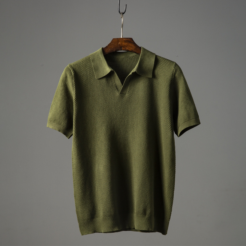 Kurzarm Polo Hemd V-Ausschnitt Modern