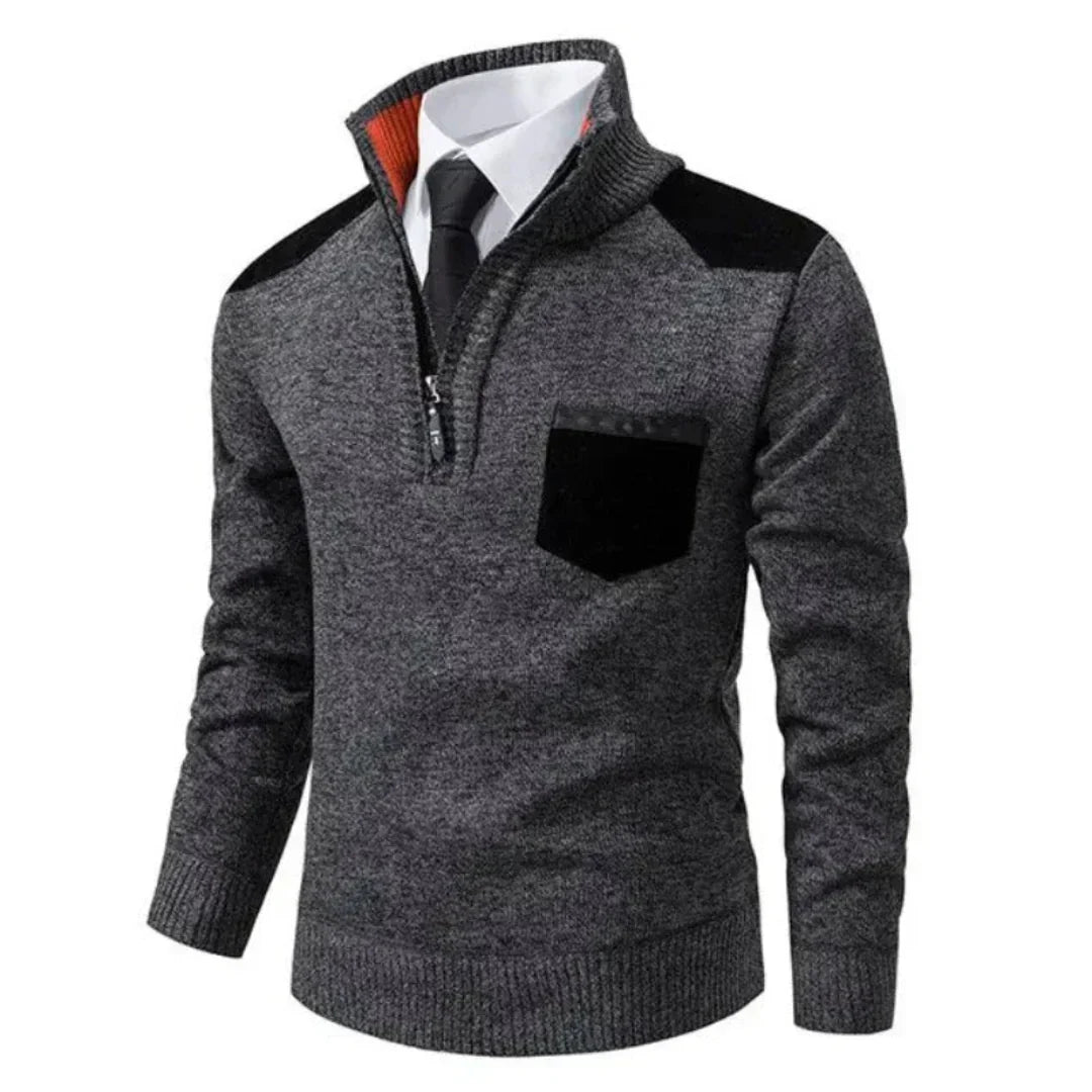 Herren Pullover Lässig Langarm Stricklook