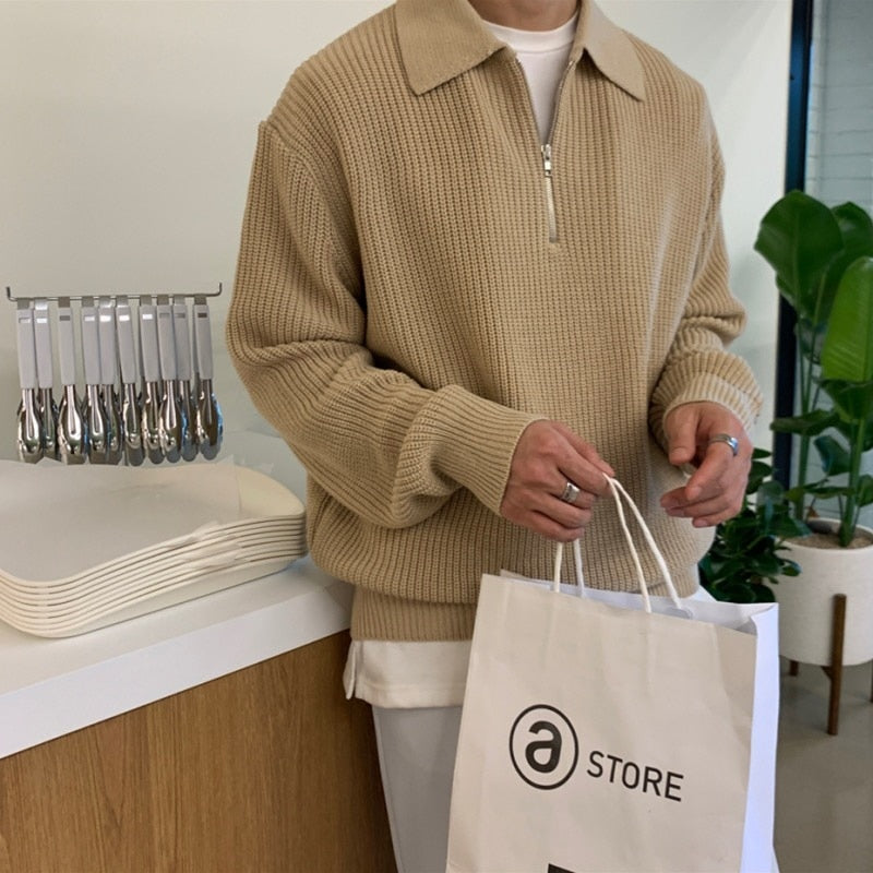 Herren Pullover Mit Halbem Reißverschluss