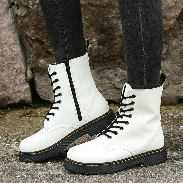 Bequeme Stiefel Damen Schnürsenkel Reißverschluss