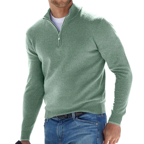 Herren Strickpullover Langarm Halbzipper