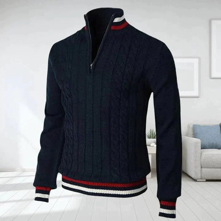 Herren Strickpullover Hochgeschlossen Zopfmuster