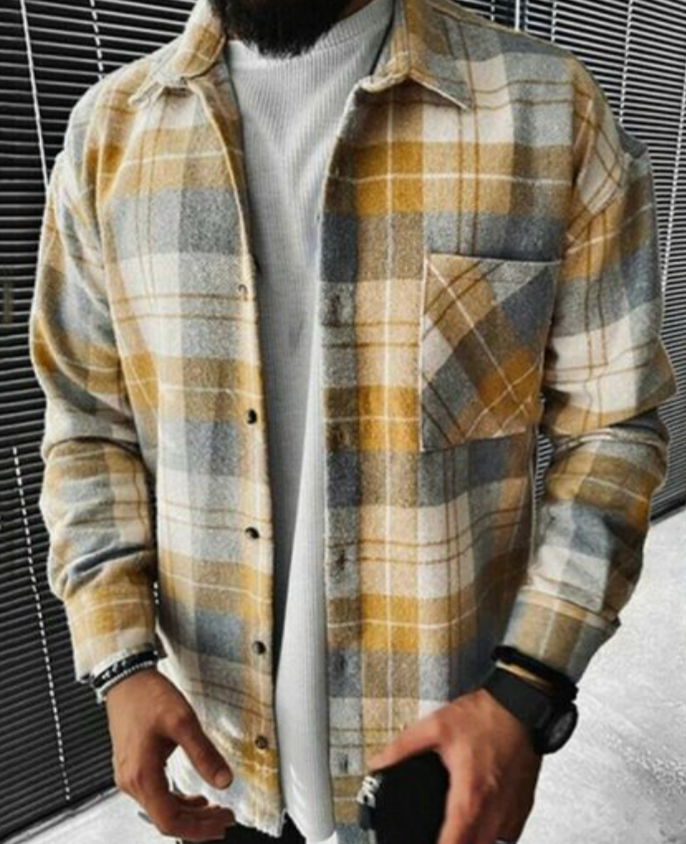 Herren Hemd Kariert Modern Schnitt
