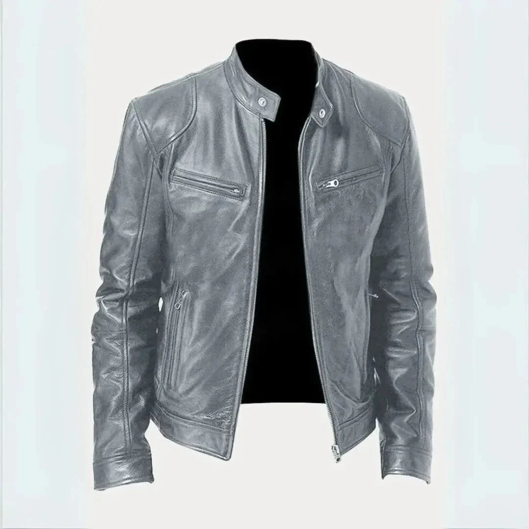Leder-Motorradjacke Stilvoll Schwarz