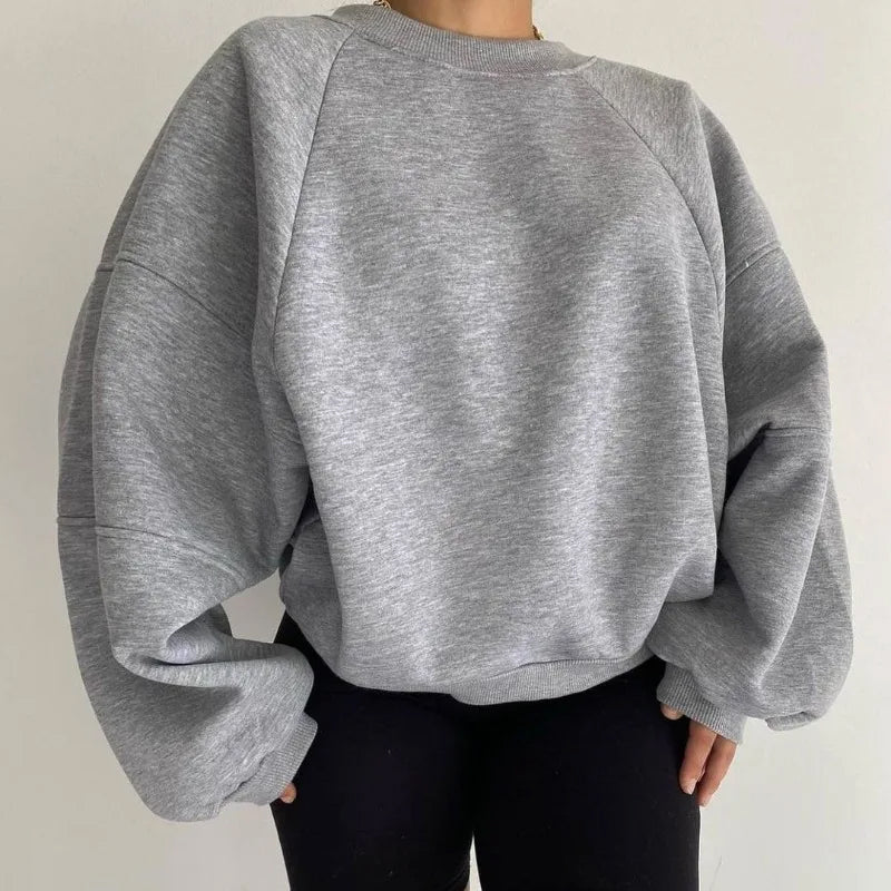 Bequemes Sweatshirt Oversize Weich Baumwolle Langarm