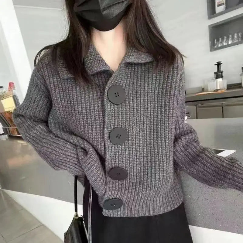 Elegante Strickjacke Damen Knopfverschluss