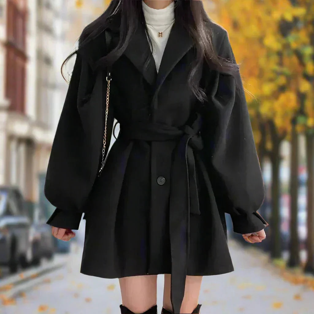 Eleganter Damen Trenchcoat Lang mit Gürtel