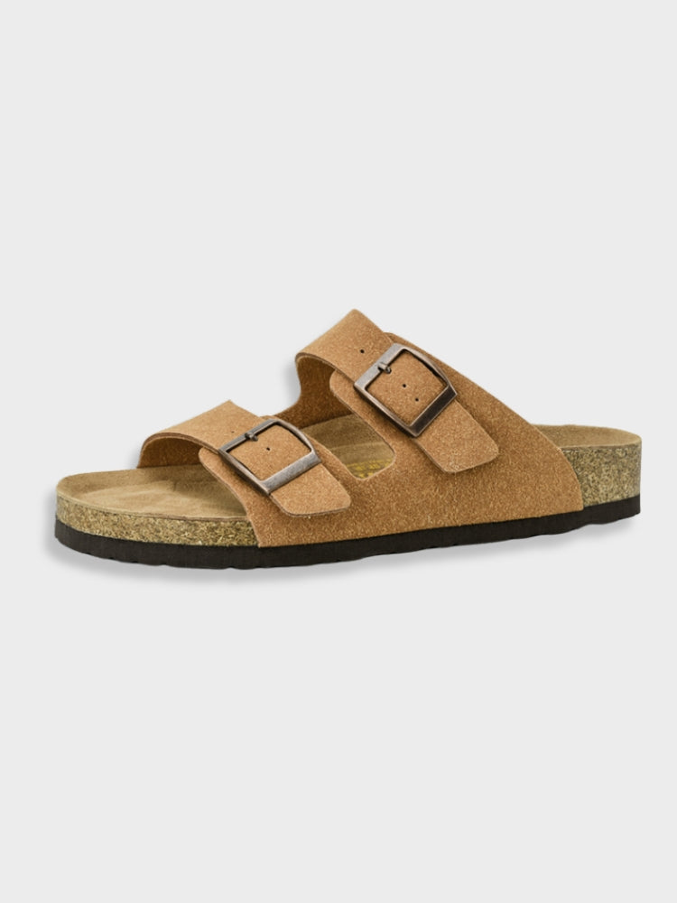 Bequeme Sandalen mit Doppelschnalle Kunstleder