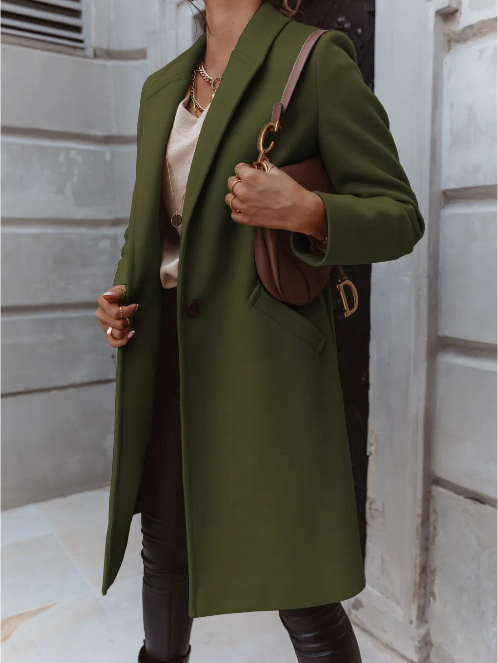 Damen Mantel Wollmischung Klassisch Elegant