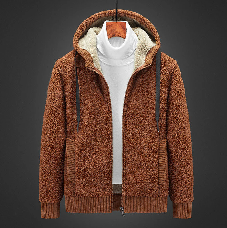 Herren Hoodie Warm Gefüttert Reißverschluss
