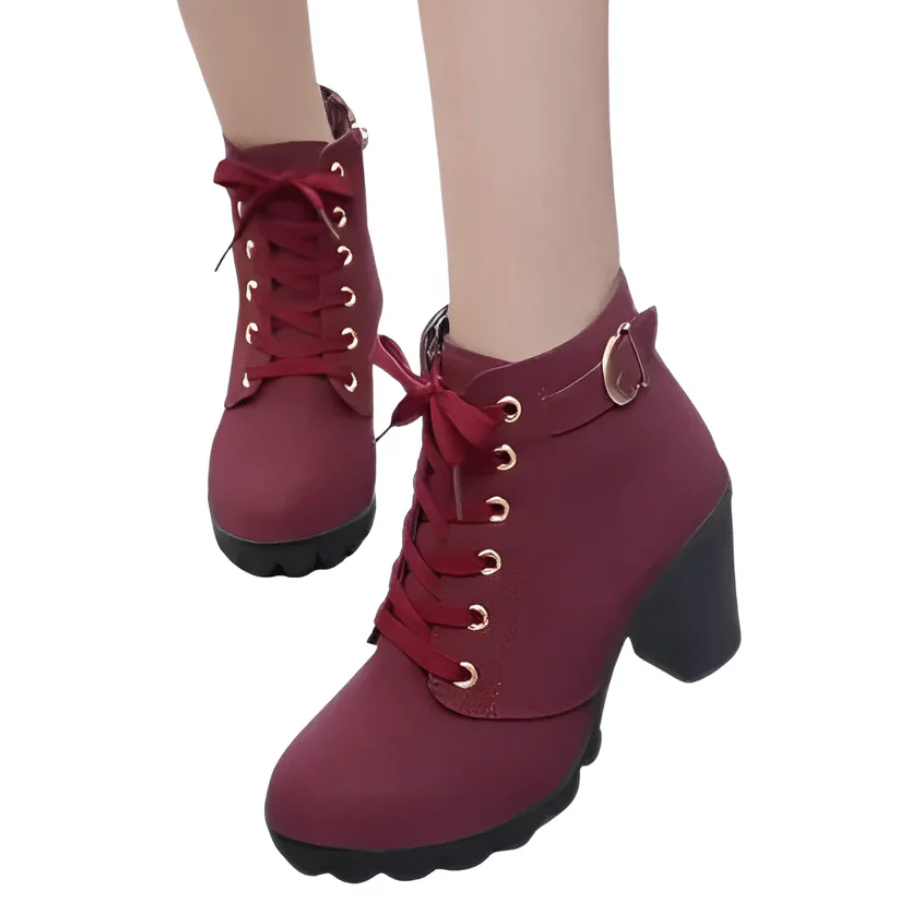 Damen Stiefelette Schnürstiefel Elegant