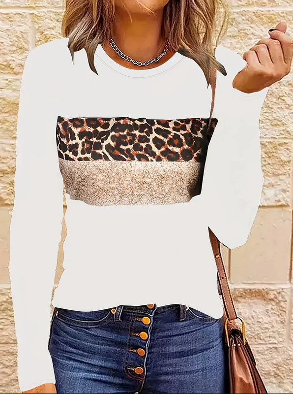Leopard Langarmshirt Damen Schick Style