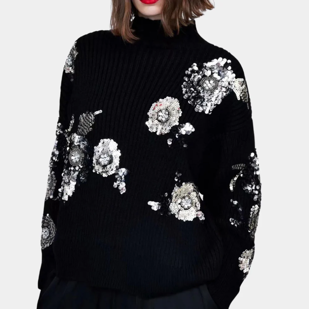 Glamour Pullover mit Pailletten für Damen - IdealeKleiden