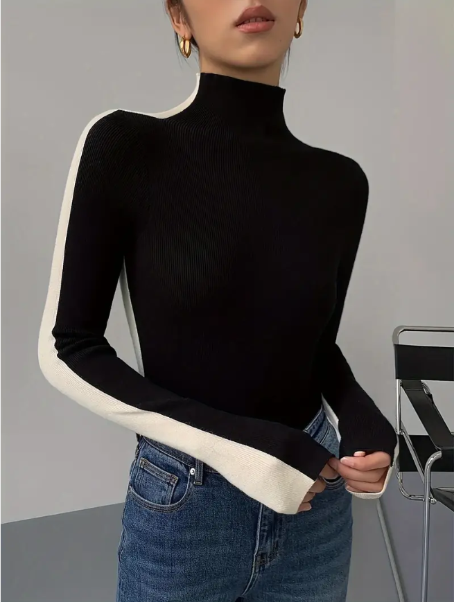 Stylischer Rollkragenpullover Bunt Modern - IdealeKleiden