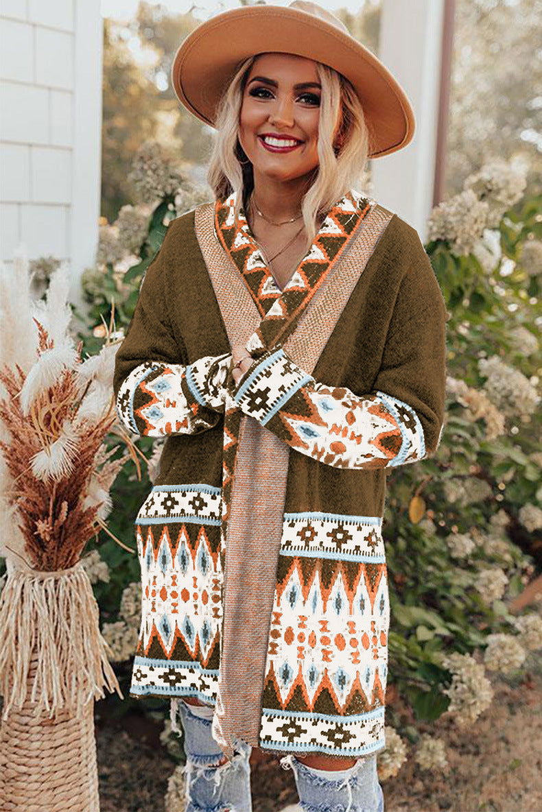Weiches Strickkleid Mittellang Cardigan