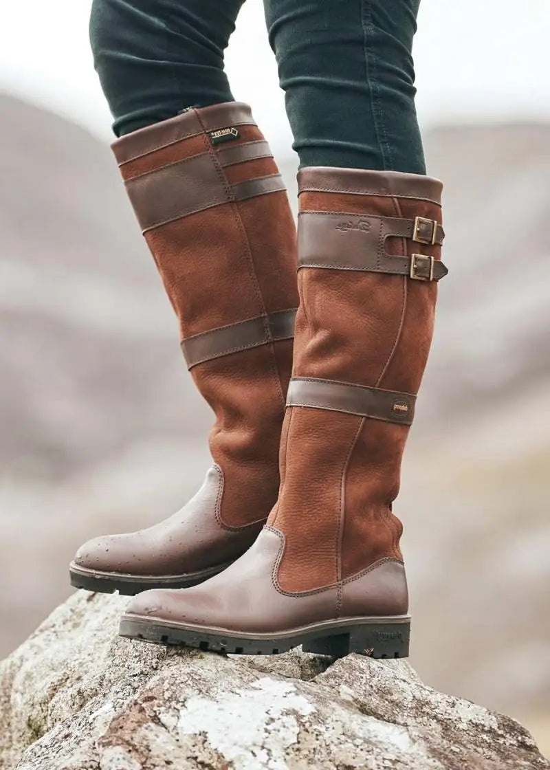 Retro Lederstiefel Frauen Stilvoll