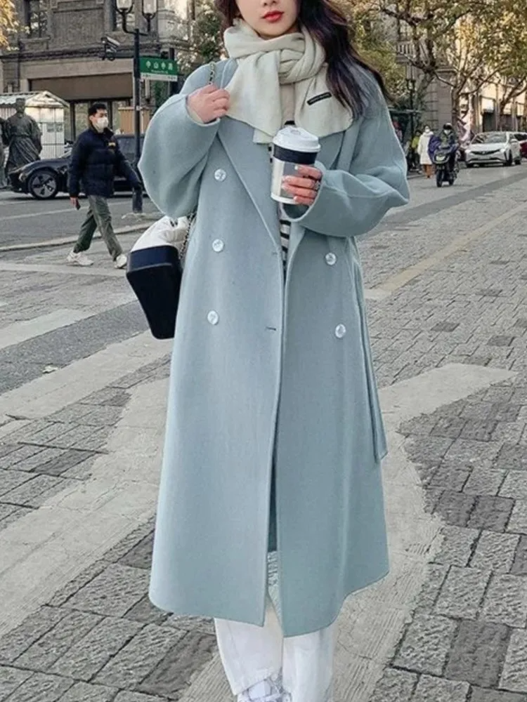 Langmantel Damen Oversized Elegant Doppelreihig