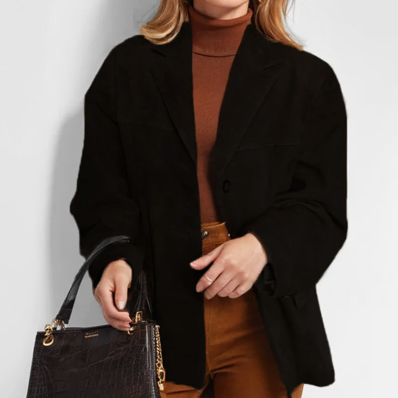 Stylische Lederjacke Damen Wildleder Look