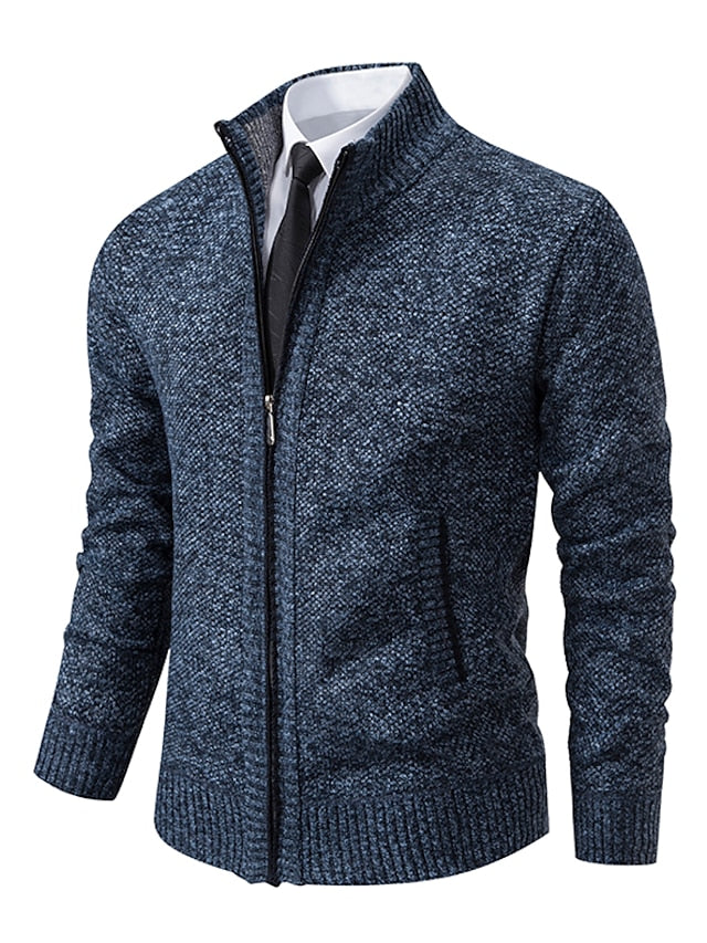 Herren Strickjacke Stehkragen Zip