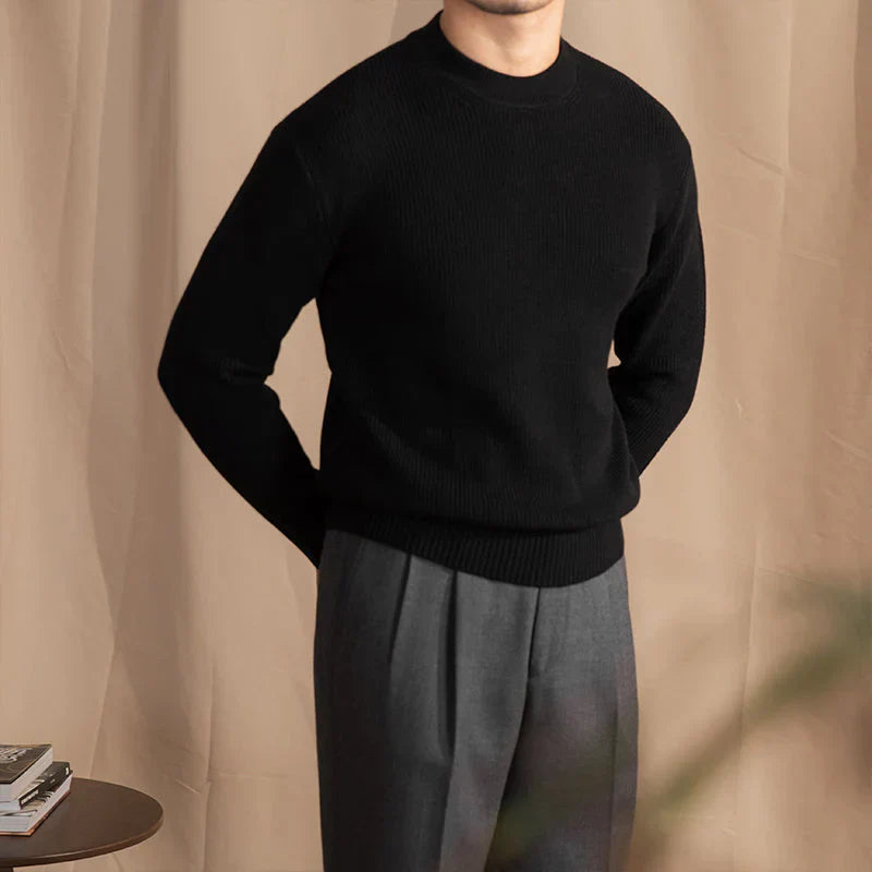 Strickpullover Herren Rundhals Gerippt