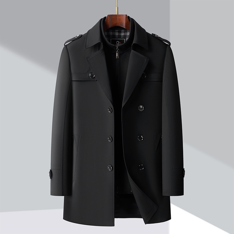Herren Trenchcoat Mittellang Herbstjacke