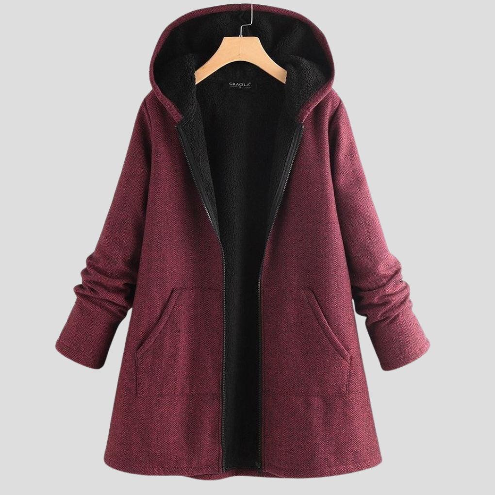 Warmer Fleece Kapuzenmantel Damen