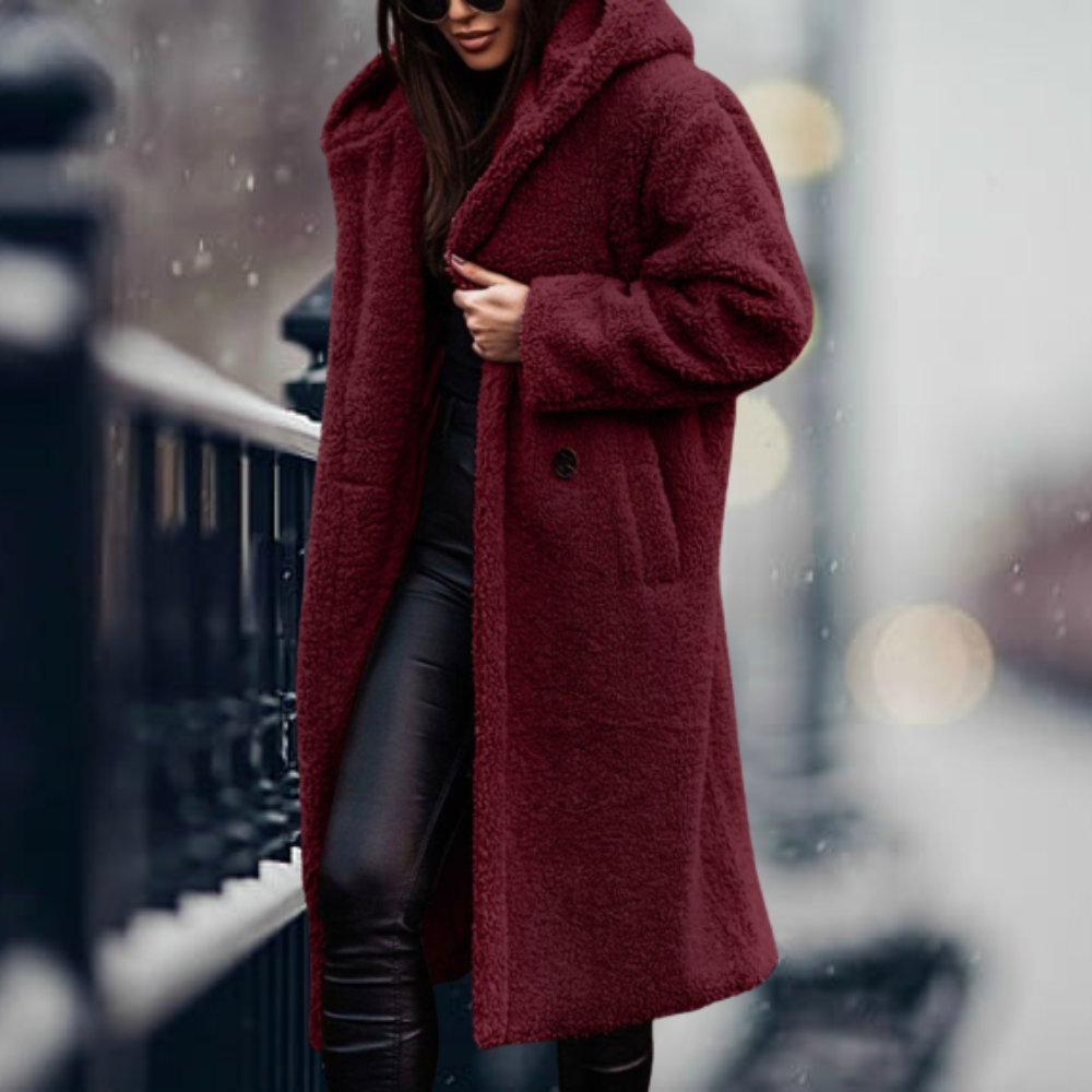 Teddyjacke Damen Weich Fleece Kapuze Warm Komfort