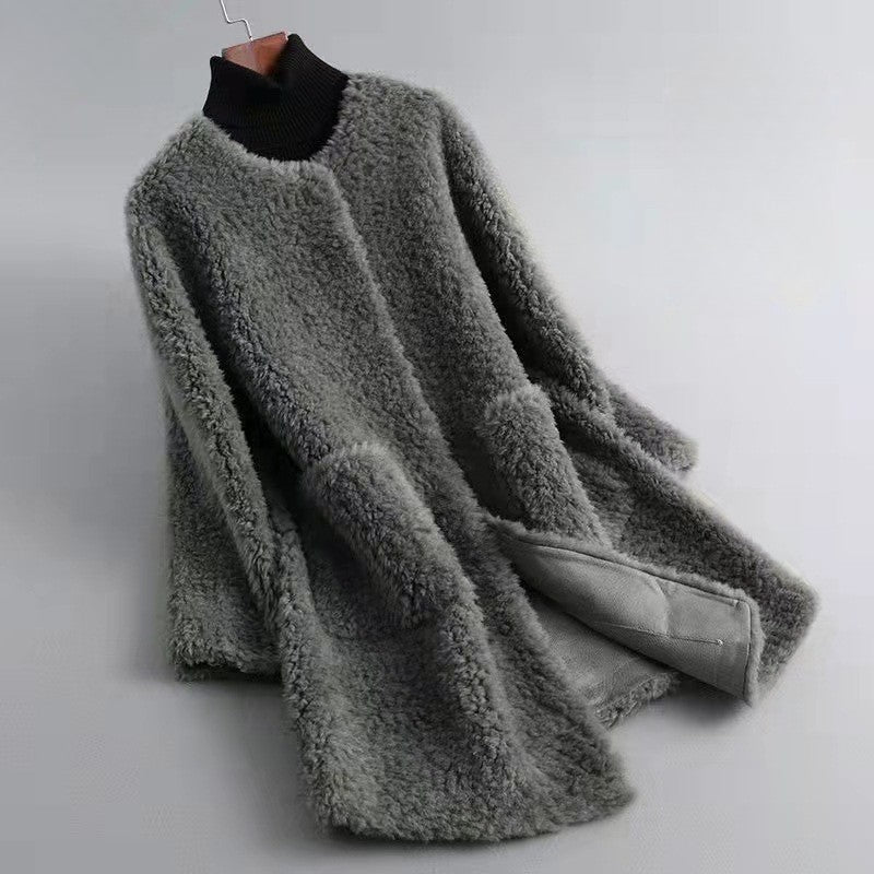 Bequemer Wollmantel Relaxed Fit mit Taschen